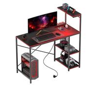 Homcom Mesa Gaming con Luces LED 110x50cm Superficie de Fibra de Carbono Negro