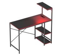 Homcom Mesa Gaming con Luces LED 110x50cm Superficie de Fibra de Carbono Negro