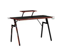 HOMCOM Mesa Gaming Ergonómica Negra para PC con Soporte Monitor Altavoz Portavasos Gancho Auriculares 120x60x94,5 cm Aosom España