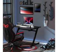 HOMCOM Mesa Gaming Ergonómica con Portavasos y Gancho para Auriculares 120x65x74,5 cm Negro Aosom España
