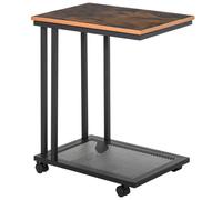 HOMCOM Mesa Lateral Mesa Auxiliar con Ruedas Estilo Industrial Retro 51x36x65cm