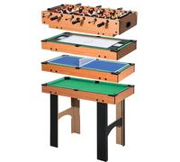 HOMCOM Mesa Multijuegos 4 en 1 92x78x80 Natural y Negro Negro