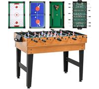 HOMCOM Mesa Multijuegos 4 en 1 Futbolines 107x61x84,5 cm Natural y Negro