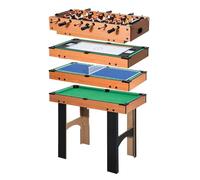 Homcom mesa multijuegos 4 en 1 mesa de juego para niños +6 años futbolines para niños mesita de billar y ping-pong 92x78x80 natural y negro