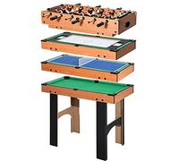 HOMCOM Mesa Multijuegos 4 en 1 para Adultos 92x78x80cm Natural Negro