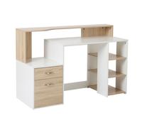 Homcom Mesa Oficina 140x55x92cm Blanco/Roble