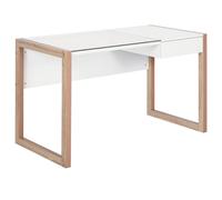 HOMCOM Mesa Ordenador Moderna Cajón Tablero Vidrio Templado 120x60x75cm Blanco blanco