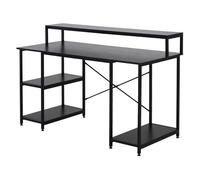 HOMCOM Mesa para Computadora Escritorio de Oficina con 3 Estantes Tabla Superior Patas Ajustables Antideslizantes Metal 140x60x93 cm Aosom España