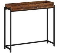 HOMCOM Mesa para pasillo, mesa consola estrecha, metal, tablero de partículas, Marrón-rústico Aosom España
