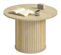 HOMCOM , Mesa para Salón Redonda con Base de Columna con Listones, para , Dormitorio, Ø60x40 cm, Natural