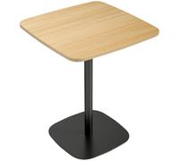 HOMCOM Mesa pequeña, 60 cm, cuadrada, tablero MDF, base de acero, para salón, comedor, cocina, Madera natural+Negro