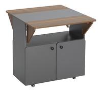 HOMCOM Mesa Plegable Armario con Ruedas, dos partes laterales plegables, Compartimiento de armario, 4 ruedas, Gris Claro + Marrón Oscuro, 70 x 83 x 75 cm