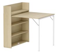 HOMCOM Mesa plegable con estante, diseño industrial, ahorro de espacio, para espacios pequeños, 78,5 x 91 x 93 cm, Roble