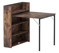 HOMCOM Mesa plegable con estantería, diseño industrial, que ahorra espacio, para espacios pequeños, 80x90x93cm, Marrón rústico Aosom España