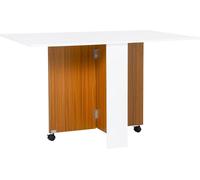 HOMCOM Mesa de Comerdor Plegable con Ruedas Estante Multifuncional para Comedor Salón 3 Formas Mesa Auxiliar Mesa Auxiliar Blanco y Madera