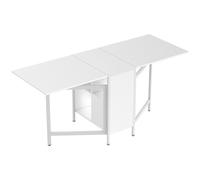 HOMCOM Mesa Plegable de Comedor con Alas Abatibles 4 Compartimentos 3 Formas para Cocina Salón 169x60x75 cm Blanco