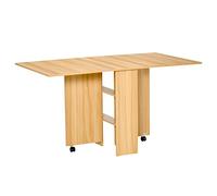 HOMCOM Mesa Plegable de Comedor con Estantes 75x140x74 cm Teca