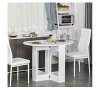 HOMCOM Mesa Plegable de Comedor Mesa de Cocina Plegable con 2 Alas Abatibles Mesa Plegable para 2-4 Personas 104x76x73,7 cm Blanco