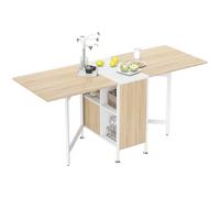 HOMCOM Mesa de Comedor Plegable, Mesa de Cocina Plegable con 4 Compartimentos, 3 Formas, para 4 Personas, para Comedor Salón Espacio Pequeño, 169x60x75 cm, Natural