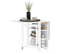 HOMCOM Mesa Plegable de Comedor, Mesa de Cocina Plegable, con Ruedas, Alas Abatibles, Estantes, hasta 4 Personas, para Salón, Espacio Pequeño, 120x60x75 cm, Blanco