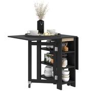 HOMCOM Mesa Plegable de Comedor, Mesa de Cocina Plegable, con Ruedas, Alas Abatibles, Estantes, hasta 4 Personas, para Salón, Espacio Pequeño, 120x60x75 cm, Negro