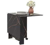 HOMCOM Mesa Plegable de Comedor, Mesa de Cocina Plegable, con Ruedas, Alas Abatibles, hasta 6 Personas, para Salón, Espacio Pequeño, 120x80x73 cm, Negro con Efecto Mármol