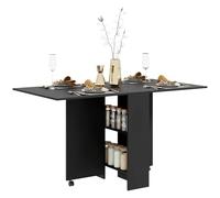 HOMCOM Mesa Plegable de Comedor Mesa de Cocina Plegable con Ruedas Alas Abatibles y Estantes para 4-6 Personas 75x140x74 cm Negro