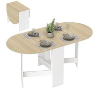 HOMCOM Mesa Plegable de Comedor, Mesa de Cocina Plegable Ovalada, con Alas Abatibles, hasta 6 Personas, para Comedor, Salón, Espacio Pequeño, 163x80x75 cm, Natural