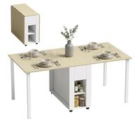 HOMCOM Mesa Plegable de Comedor para 6 Personas 168,2x85x73 cm Blanco
