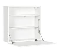 HOMCOM Mesa Plegable de Pared Moderno Escritorio Flotante Multifuncional con Estantes de Almacenamiento Carga 40 kg para Dormitorio Salón Oficina 64x20x60 cm Blanco