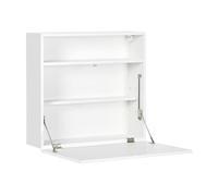 HOMCOM Mesa Plegable de Pared Moderno Escritorio Flotante Multifuncional con Estantes de Almacenamiento Carga 40 kg para Dormitorio Salón Oficina 64x20x60 cm Blanco