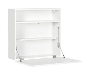 HOMCOM Mesa Plegable de Pared Moderno Escritorio Flotante Multifuncional con Estantes de Almacenamiento 64x20x60 cm Blanco Aosom España