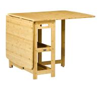 HOMCOM Mesa Plegable Mesa de Comedor dos tableros plegables dos estantes patas ajustables Bambú 149,5x80x73,5 cm Aosom España