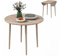 HOMCOM Mesa Plegable Redonda abatible para 4, Moderna, Natural
