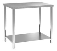 HOMCOM Mesa Preparación Acero Inoxidable 35x24x34 Pulgadas con Estante