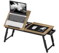 HOMCOM Mesa Reclinable para Cama y Sofá Cajón Lateral 83,5x33x34 cm Roble