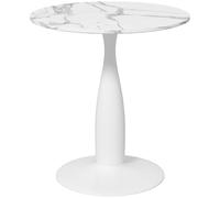 HOMCOM Mesa redonda 70x70 cm para 4 aspecto mármol Blanco | Mesa de cocina, mesa de comedor, pata de pedestal, mesa de café, mesa moderna, para cocina, comedor, salón