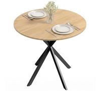 HOMCOM Mesa Redonda 80cm, peq. Industrial Patas Acero Cruz. Rob. Blanco | Mesa de cocina, comedor, cocina, sala de estar