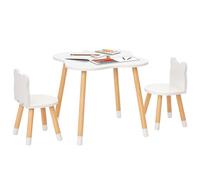HOMCOM Mesa y Sillas Infantil de Madera Muebles Infantiles para Sala de Juego y Dormitorio de Niños Natural y Blanco