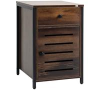 HOMCOM Mesilla de Noche con 1 Cajón y 1 Puerta Mesa Auxiliar para Salón Dormitorio Estudio Oficina Estilo Industrial 40x40x60 cm Marrón
