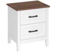 HOMCOM Mesilla de Noche con 2 Cajones Estilo Rústico Mesita para Salón Dormitorio 45x30x50 cm Blanco