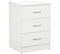 HOMCOM Mesilla de Noche con 3 Cajones y Asas de Aluminio Mesa de Noche para Dormitorio Salón 40x35x58 cm Blanco