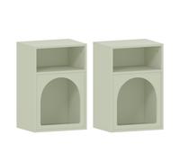 HOMCOM Mesilla de Noche Estrecha con 2 Compartimentos Abiertos Diseño en Forma de Arco 40x30x60 cm Verde Claro