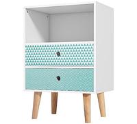 HOMCOM Mesilla de Noche Moderno de Madera con 2 Cajones 45x30x65cm Blanco
