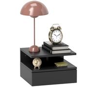 HOMCOM Mesilla de Noche para Dormitorio, Moderna mesilla de Noche suspendida con cajón y Estante Superior de Madera, 35x32x22,5 cm, Negro
