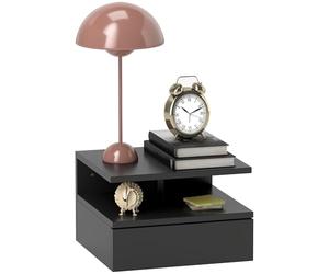 HOMCOM Mesilla de Noche para Dormitorio, Moderna mesilla de Noche suspendida con cajón y Estante Superior de Madera, 35x32x22,5 cm, Negro