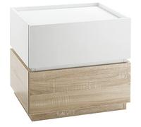 HOMCOM mesillas de Noche, mesilla apilable, mesilla de Noche con 2 cajones para Dormitorio, salón - 50 x 40 x 47,5 cm, Blanco y Madera Natural