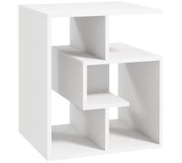 HOMCOM Mesita Auxiliar con Estantes de Almacenamiento 45x40x55 cm Blanca | Mesa Auxiliar, Mesa de Centro, para Salón, Dormitorio