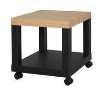 Homcom mesita auxiliar con ruedas mesa auxiliar con estante abierto mesa para sofá sala dormitorio 40x40x40 cm negro y natural