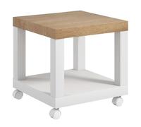 Homcom Mesita Auxiliar Con Ruedas Estante Abierto 40x40x40 Cm Natural Y Blanco